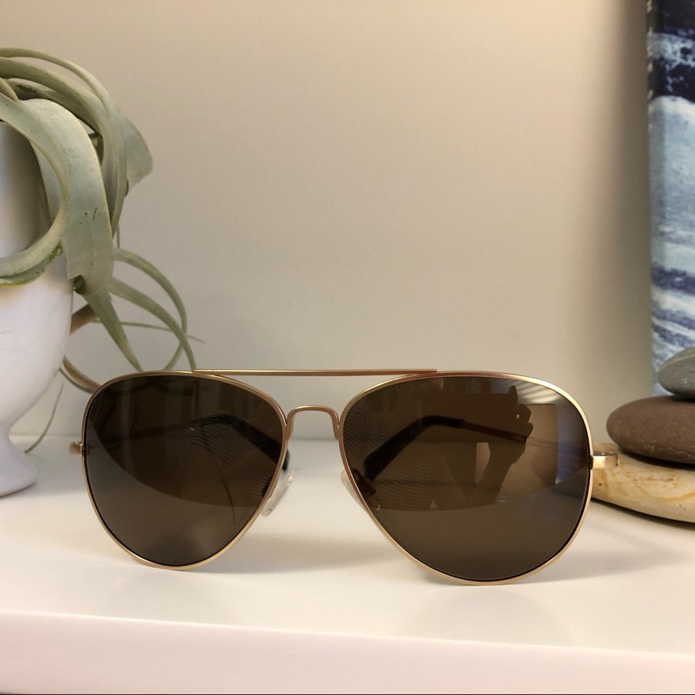 Warby Parker Dempsey Gold Aviator Sunglasses